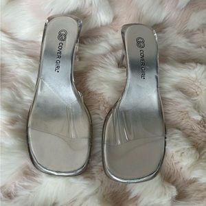 Vintage Cover Girl Clear Heeled and Soled Slip On Heels. Size 9 1/2 Bridgette